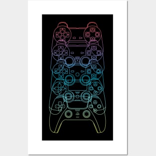 Controles de PlayStation PS1-PS5 (Lineas Arcoiris) Posters and Art